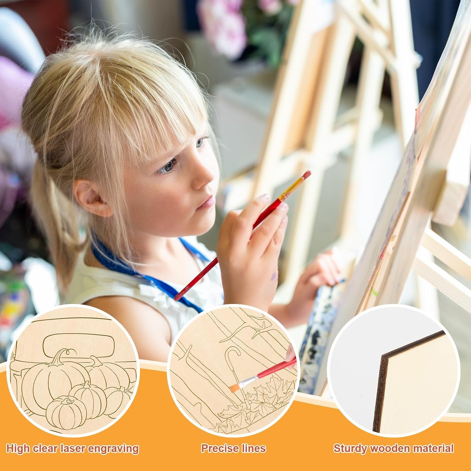 10 PCS Large Unfinished Wooden Fall Crafts – Predrilled Paintable Wood