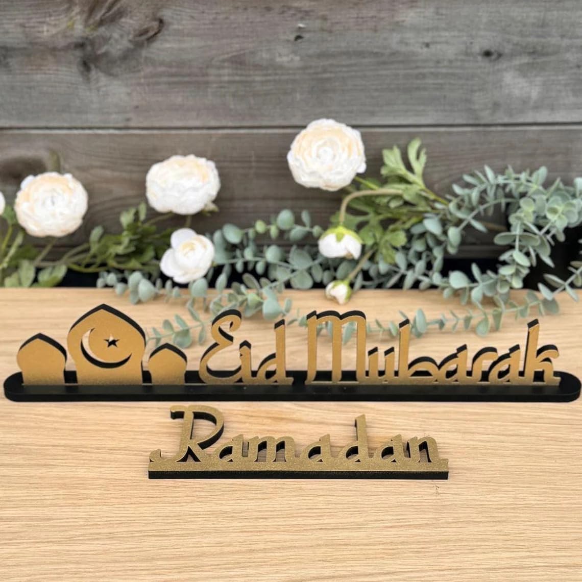 Haoser Eid Ramadan Mubarak Standing Sign With Wood Base