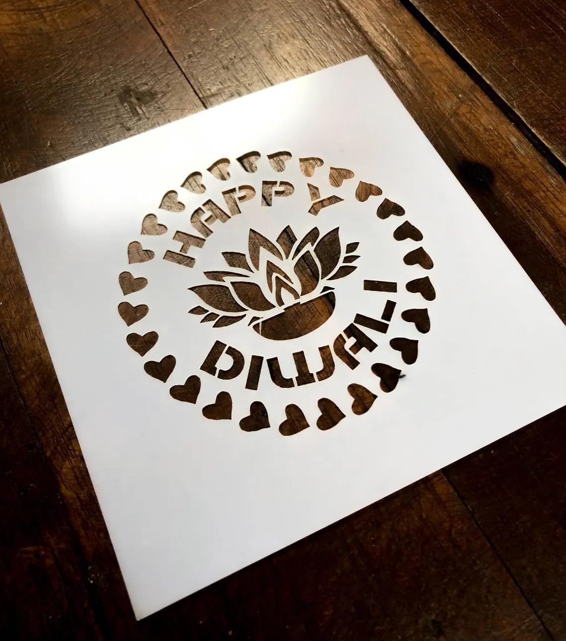 Plastic Laser Cut Stencil - Diwali Special 12 Inch Reusable Rangoli Stencil for Floor, Wall, Furniture