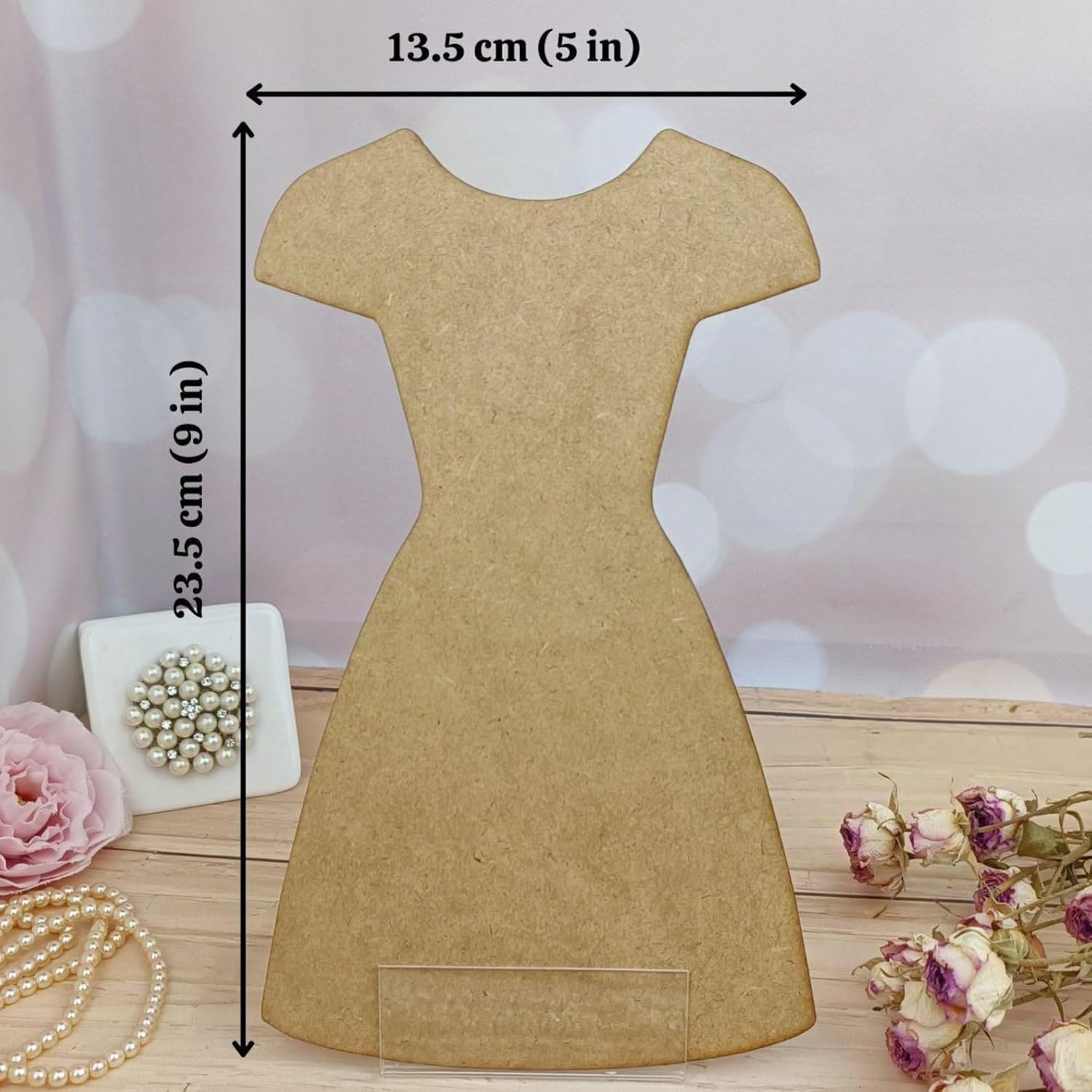 5 Pcs Wooden Dress Shape MDF Blank for DIY Craft | Unfinished Dress Cutout for Painting