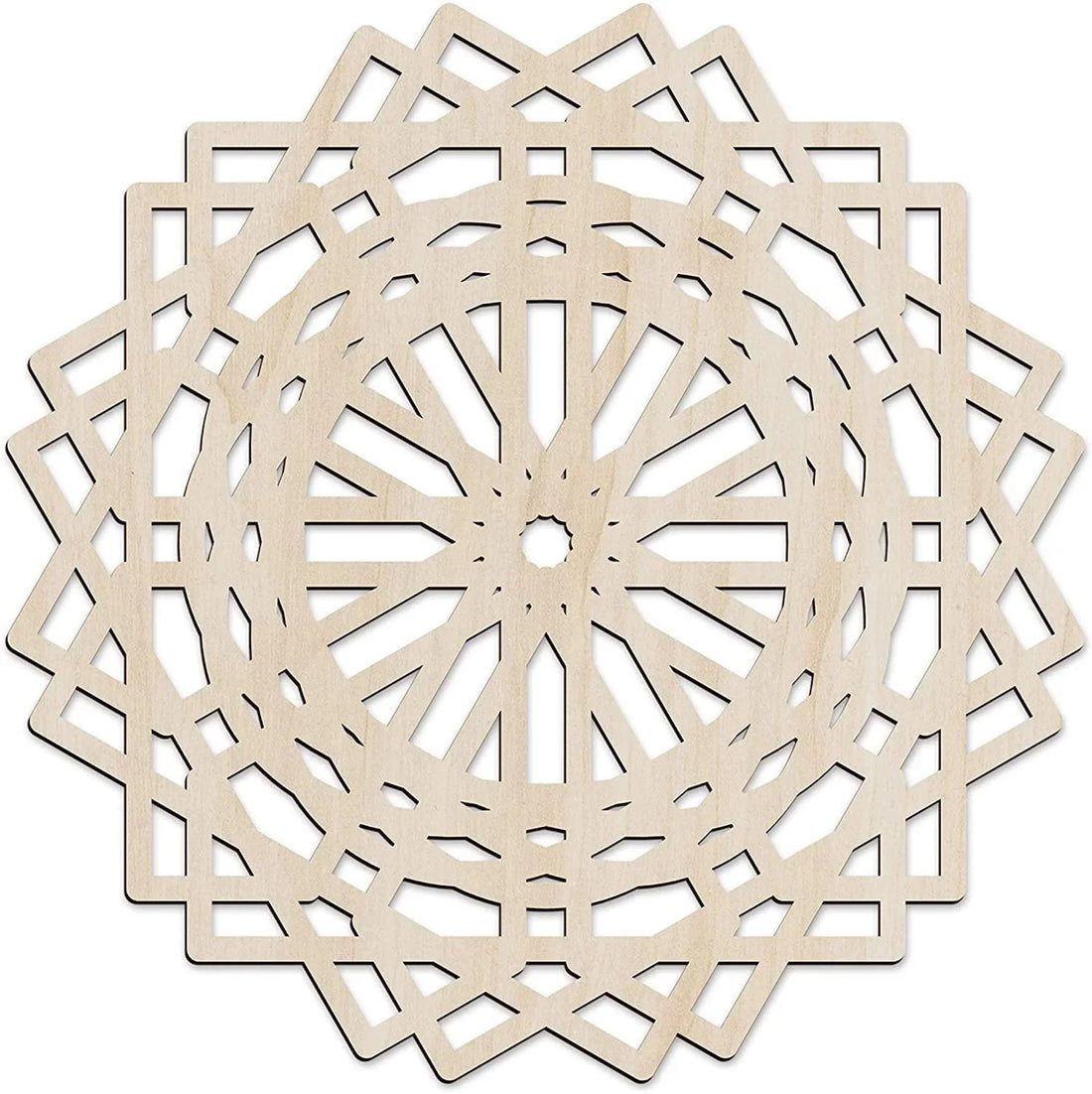 Haoser Mandala Wooden Wall Art, Traditional Star Ornament Polygonal Details, Birch Wood Plywood Rustic Wall Art Accent for Hallway Bedroom Living Room Cafes and Offices (Mandala Design-10_30CM) - Haoser