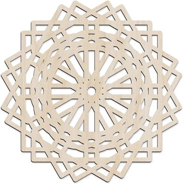 Haoser Mandala Wooden Wall Art, Traditional Star Ornament Polygonal Details, Birch Wood Plywood Rustic Wall Art Accent for Hallway Bedroom Living Room Cafes and Offices (Mandala Design-10_30CM) - Haoser