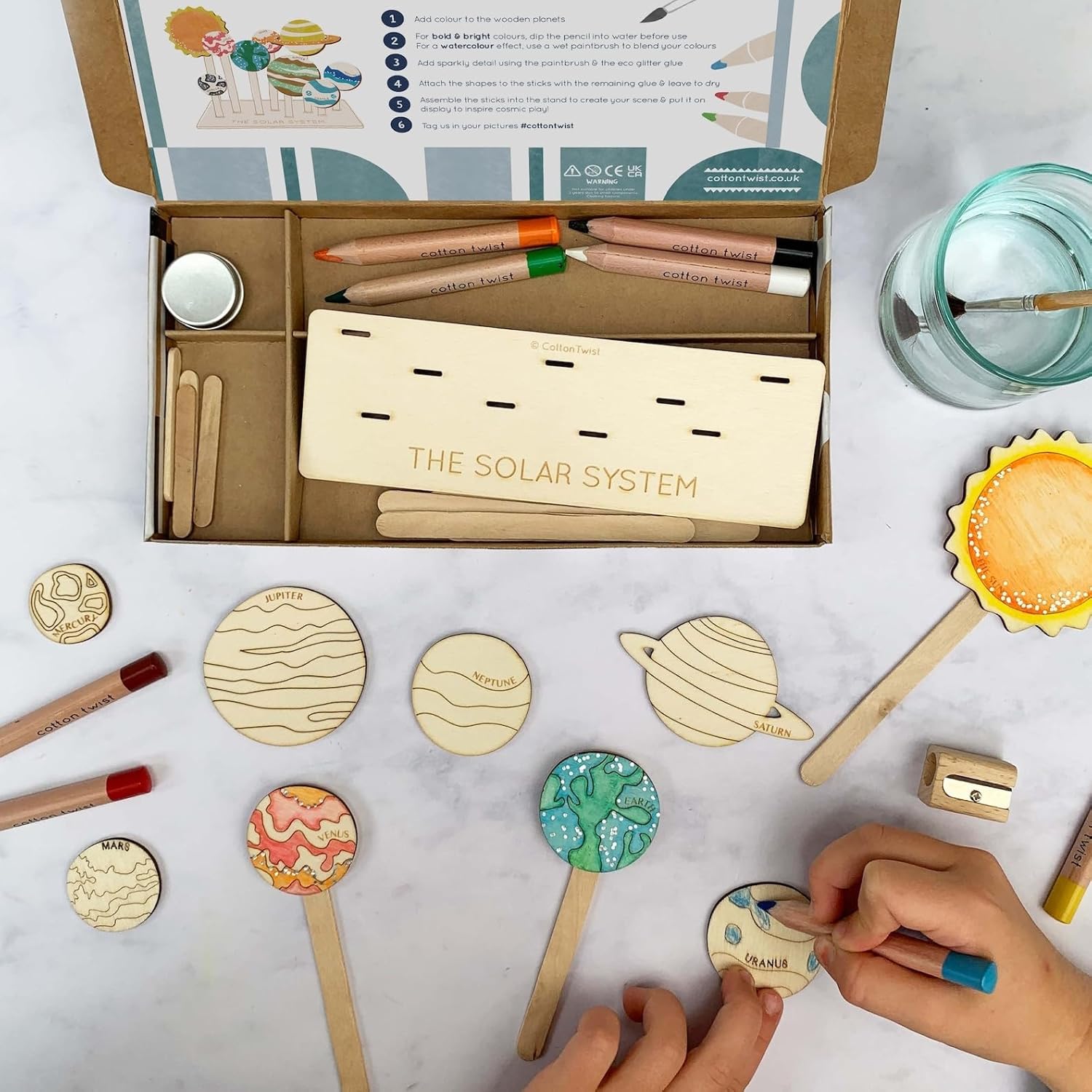 Solar System Wooden Craft Kit for Kids | 9.44 Inch MDF DIY Painting & Learning Kit