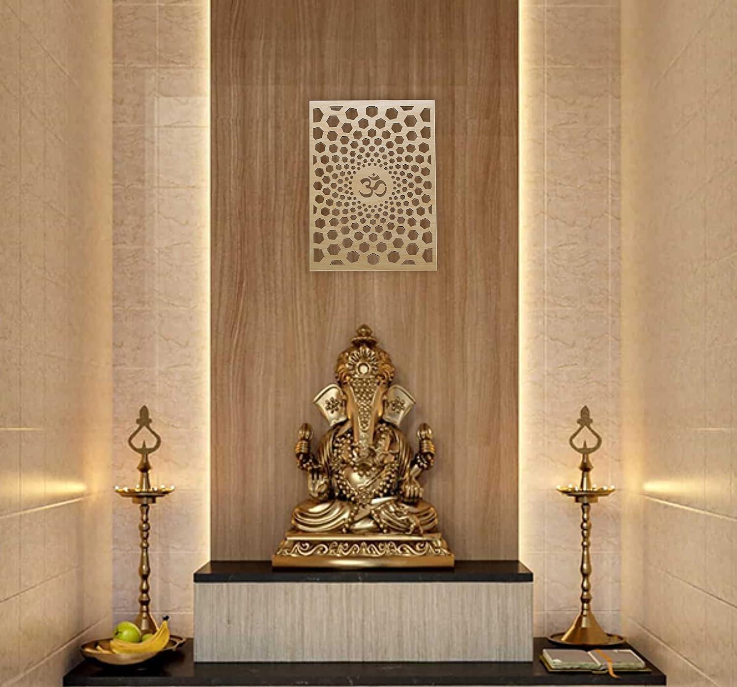 Haoser Beautiful Wooden OM Design for Wall Hanging ON Hotel,CAFES, Bedroom,Temple decor wall panel-Size-40CM X 30CM mdf pine - Haoser