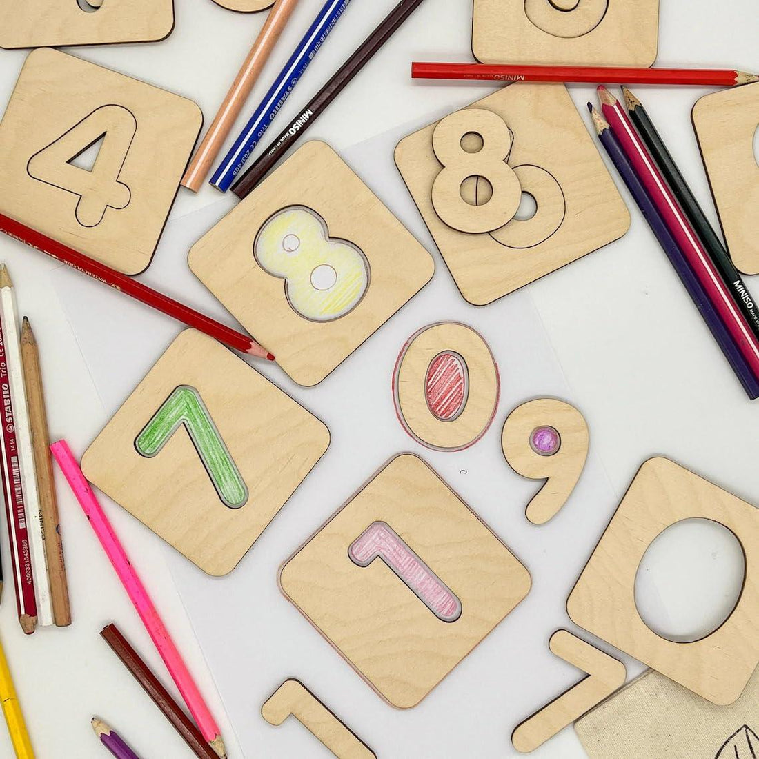 Haoser Educational Numbers Stencil Homeschool Math Wooden Toys