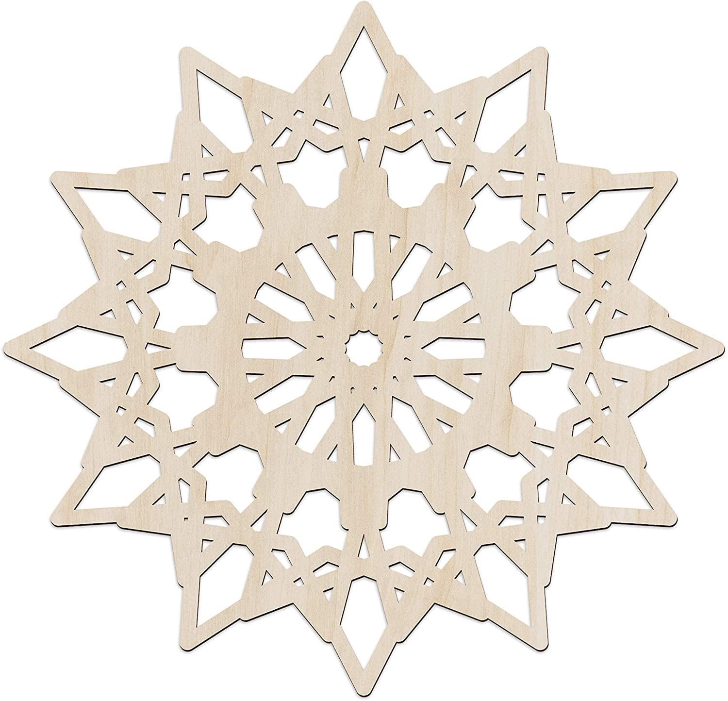 Haoser Mandala Wooden Wall Art, Whirl Look Lattice Abstarct Geometric, Birch Wood Plywood Rustic Wall Art Accent for Hallway Bedroom Living Room Cafes and Offices (Mandala Design-21_30CM) - Haoser