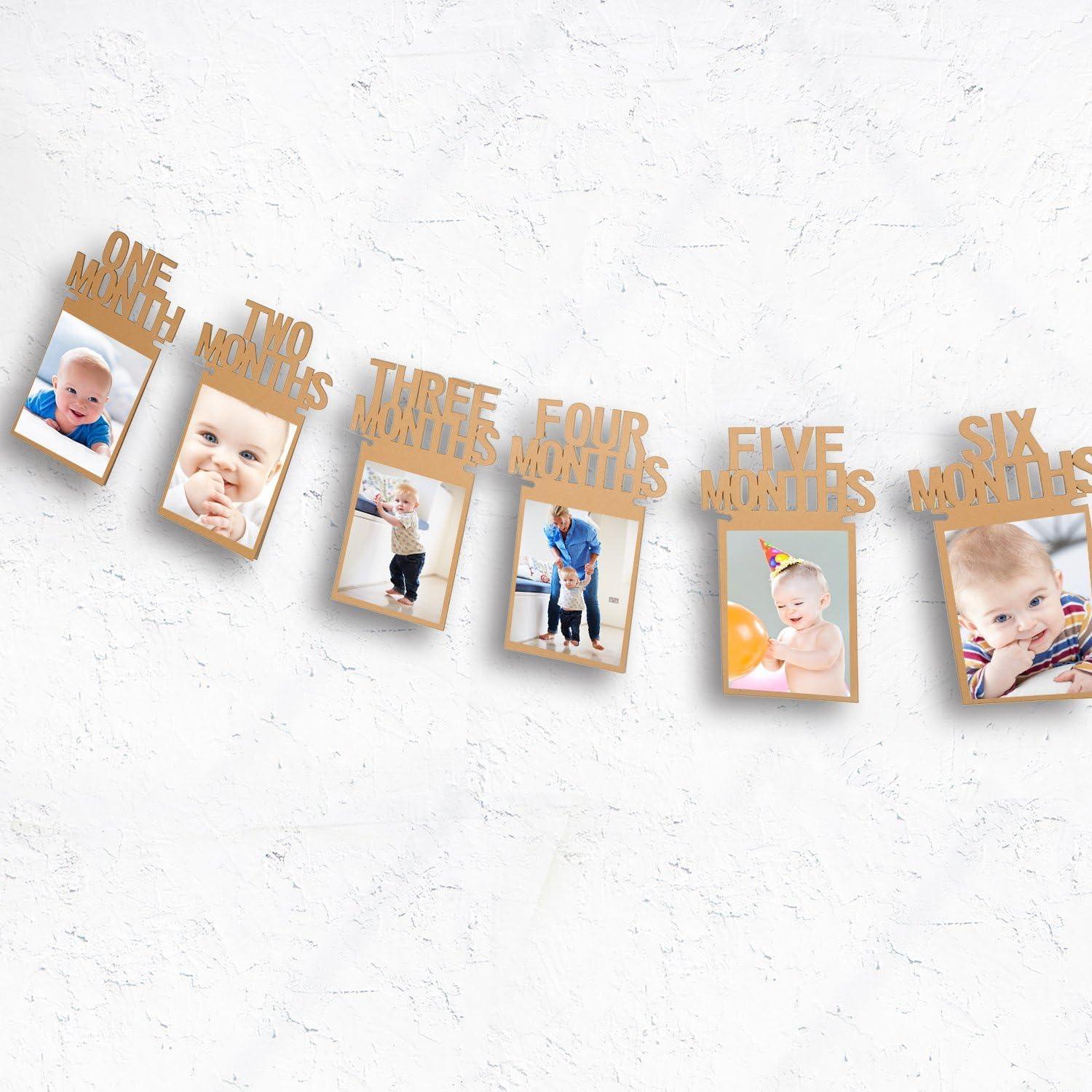 Haoser wooden 1st Birthday Baby Photo Banner for Newborn 12 Month Photo Prop Monthly Milestone First Birthday Party Decoration | New Born 0 to 12 Month Photo Banner | Bday Photo Banner 1st Birthday - Haoser