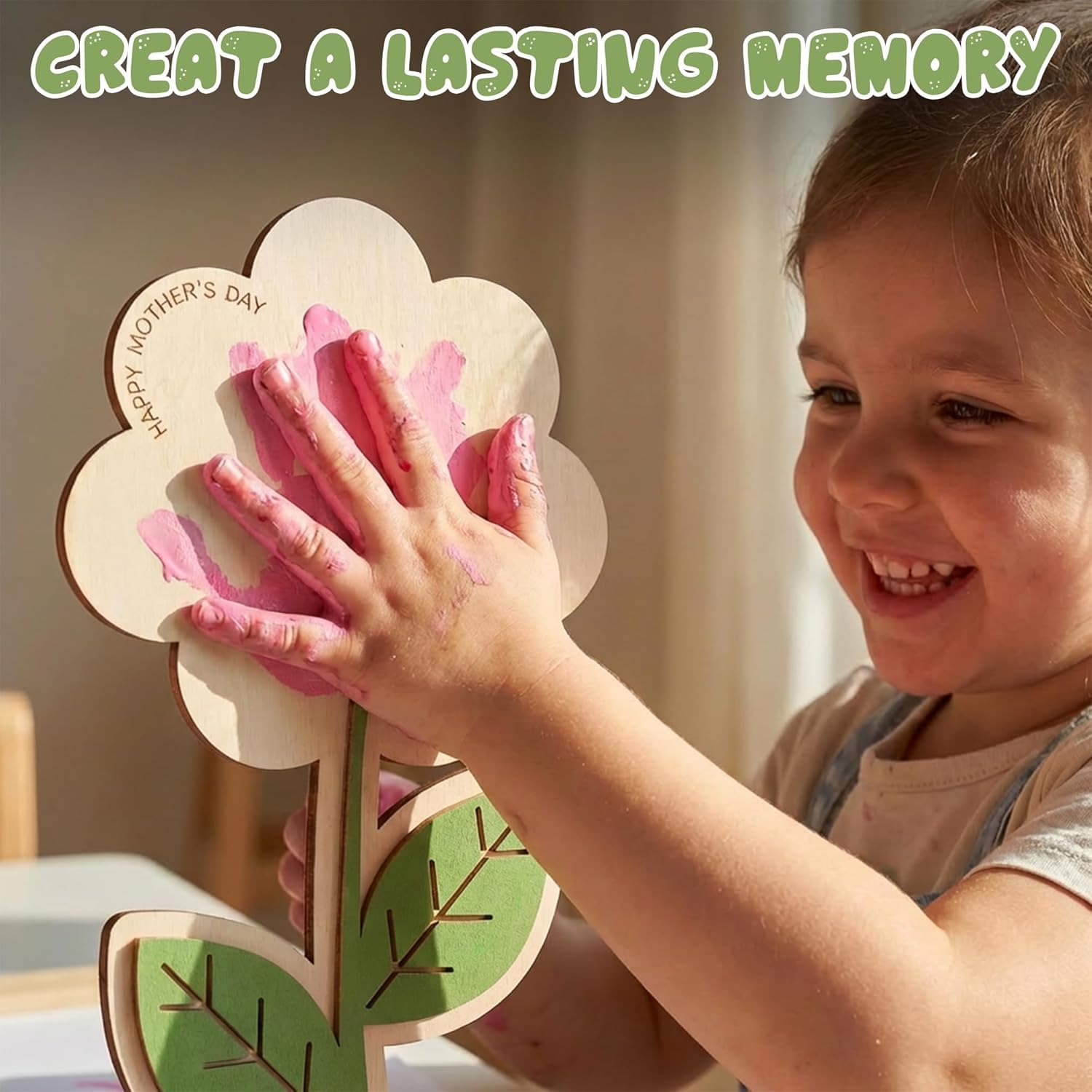 DIY Mothers Day Handprint Wooden Flower Craft for Kids | Rose Bouquet Keepsake