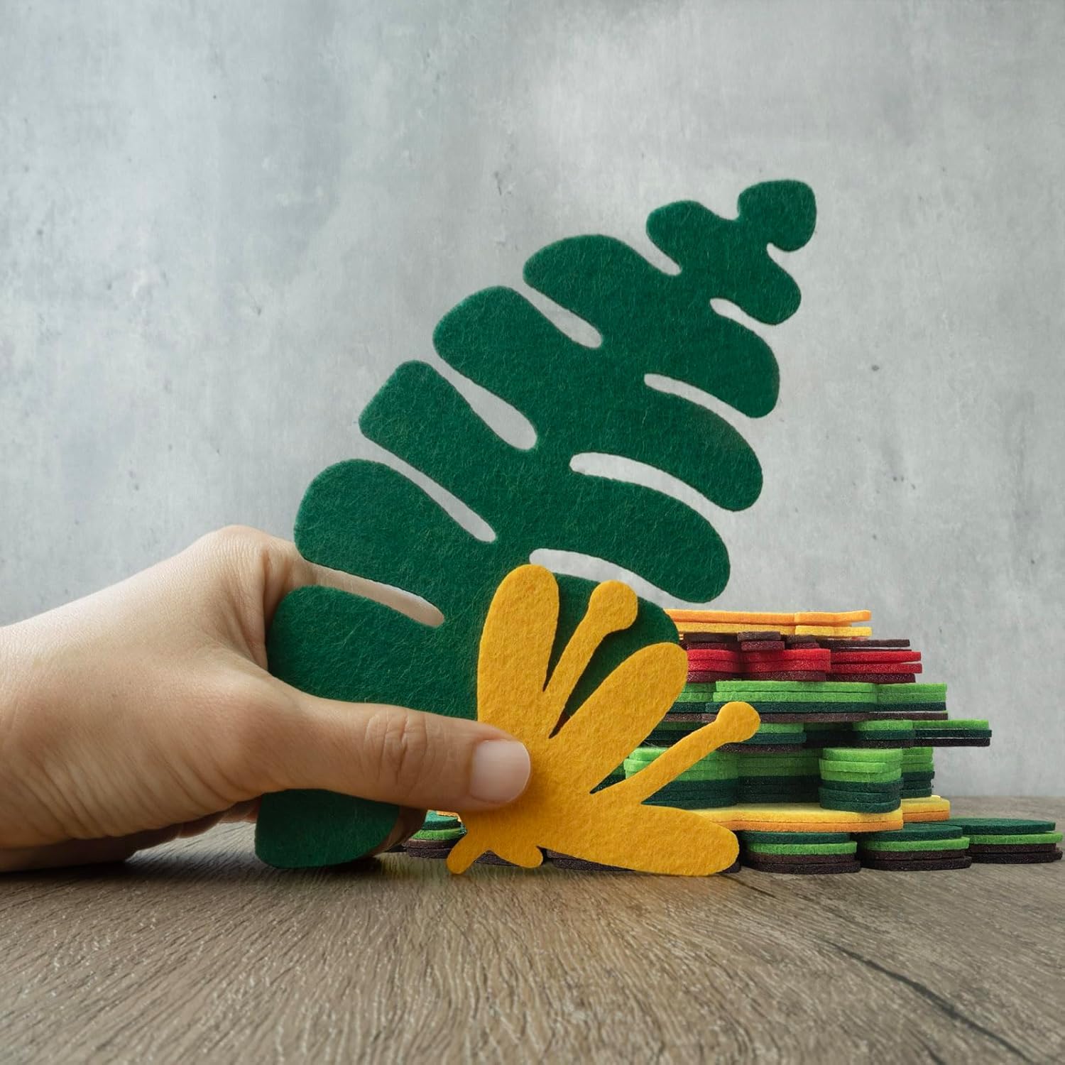 26 Pcs Felt Leaves and Flower Cutouts – Assorted Floral Felt Shapes for Crafts