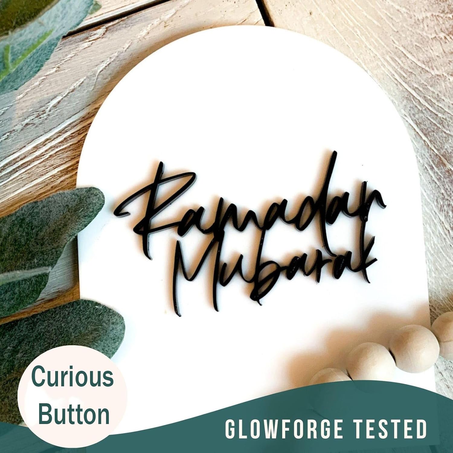 Ramadan Mubarak & Eid Mubarak Wooden Changeable Sign – Boho Arch Islamic Decor MDF Cutout