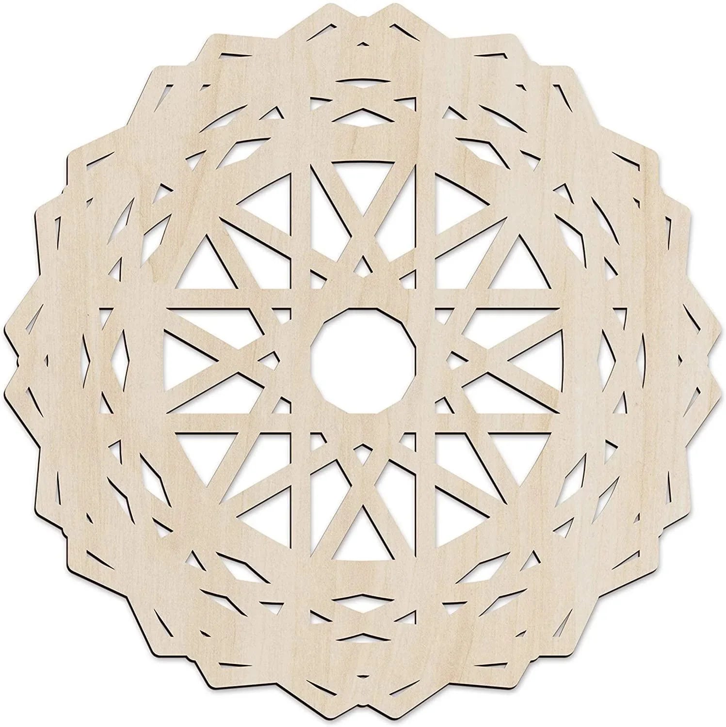 Haoser Mandala Wooden Wall Art, Traditional Star Ornament Polygonal Details, Birch Wood Plywood Rustic Wall Art Accent for Hallway Bedroom Living Room Cafes and Offices (Mandala Design-7_30CM) - Haoser