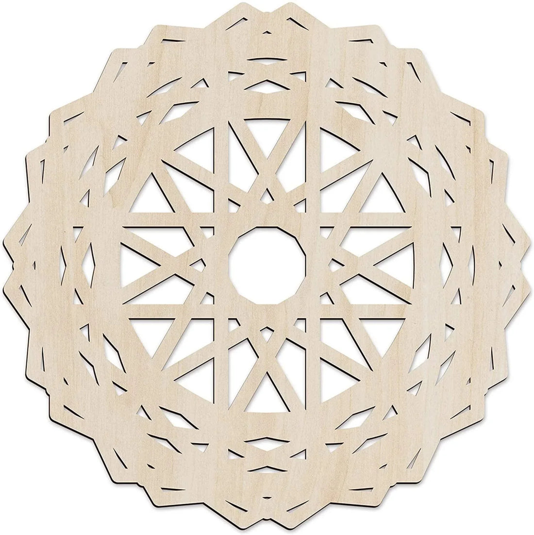 Haoser Mandala Wooden Wall Art, Traditional Star Ornament Polygonal Details, Birch Wood Plywood Rustic Wall Art Accent for Hallway Bedroom Living Room Cafes and Offices (Mandala Design-7_30CM) - Haoser
