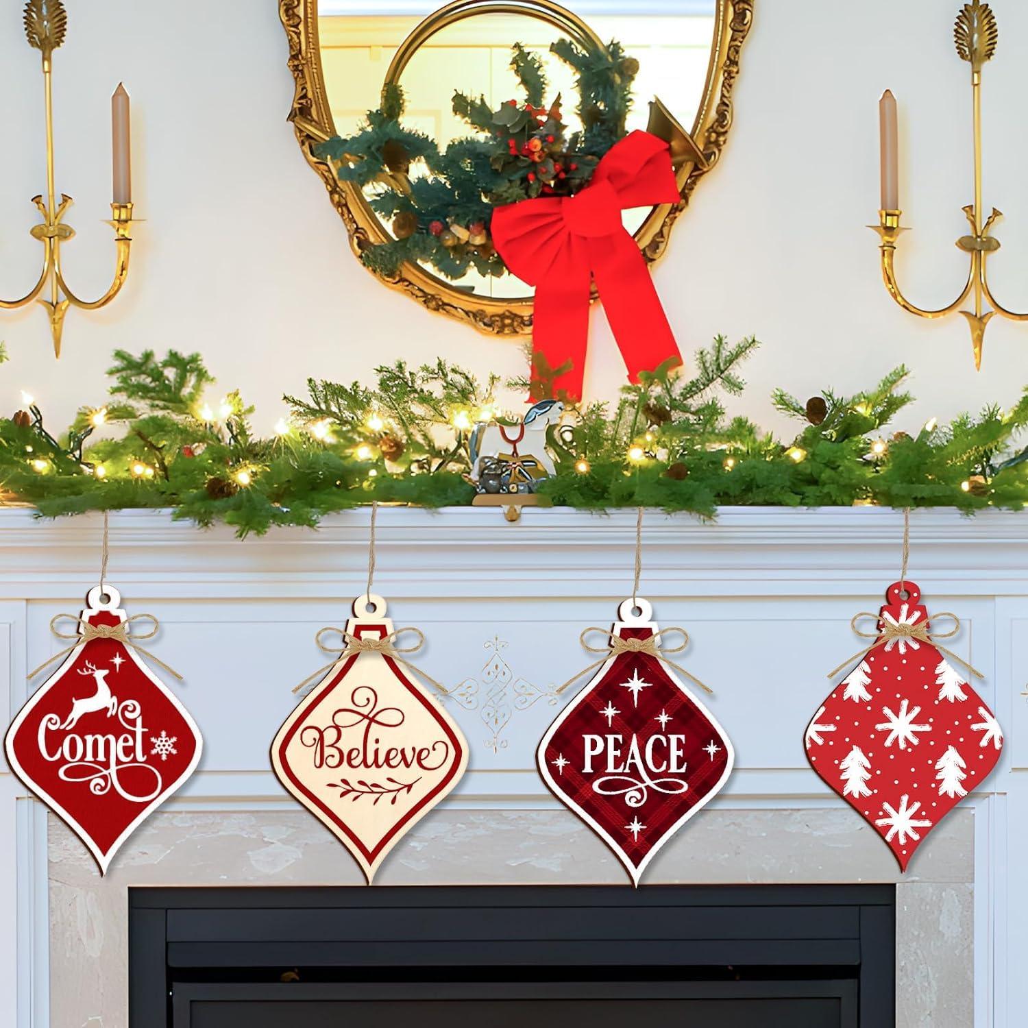 Curious Button 5 Pieces Unfinished Wooden Bulb Long Style Hanging Ornament for DIY Home Decoration, MDF Cutouts, Perfect Wooden Cutouts for Home Decor, Charming Wooden Hanging Ornaments (7x4.7IN) - Haoser