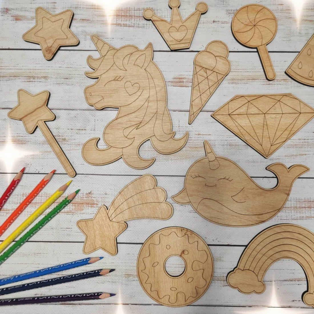 Haoser Unicorn Wooden Coloring kit for Girls | Art and Craft Kit for Girls 6-8|Birthday Gift for Girls 5+ Years|Unicorn Gifts for Girls |Unicorn Crafts Wooden Unicorn Cutouts Slices DIY - Haoser