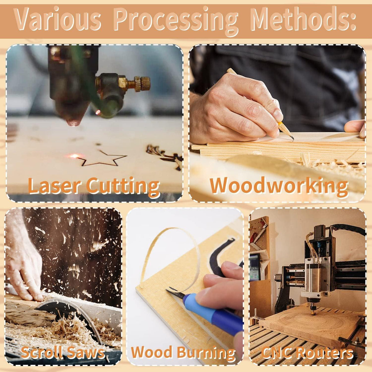 Haoser Wood Squares for Crafts, Unfinished Wooden Square Cutouts,Unfinished Round Square Wood Slices Board for Resin Art, Mandala Art, Pyrography, Painting, MDF Square Board - Haoser