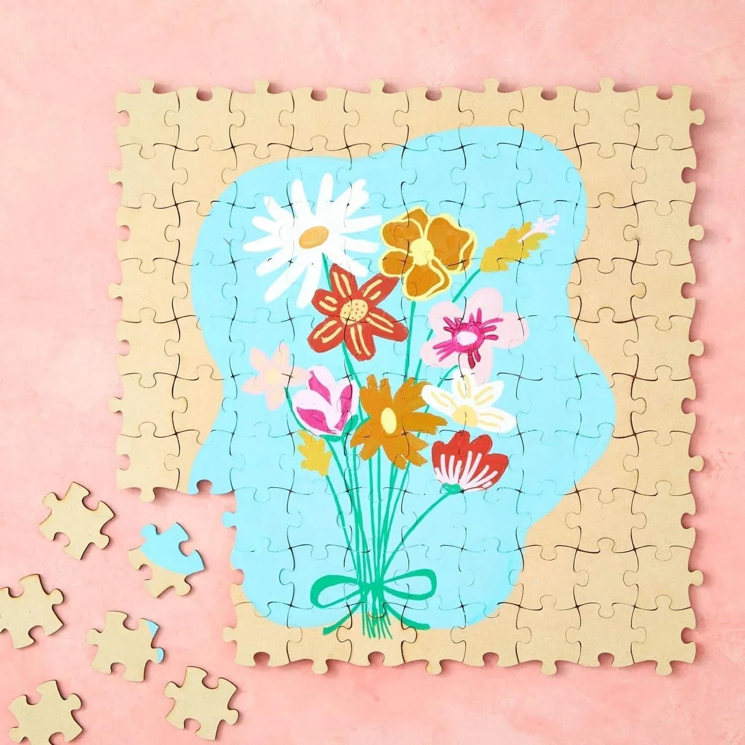 Haoser 100 Blank Wooden Puzzle Pieces for Crafts, DIY Art Projects, 1.9x1.6" Unfinished Freeform Jigsaw Wood Puzzle to Draw On - Haoser
