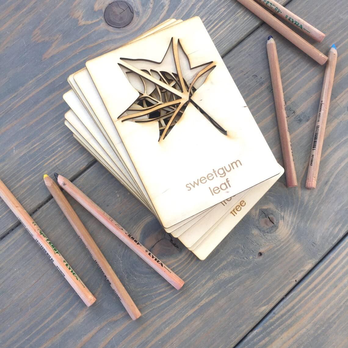 Haoser Tree Stencil Set // Leaf Stencil Set // Tree Stencils // Leaf Stencils|| Wooden Educational Toys for Kids,Stencils for kids3 Years or 2 or 4 Years Old - Haoser