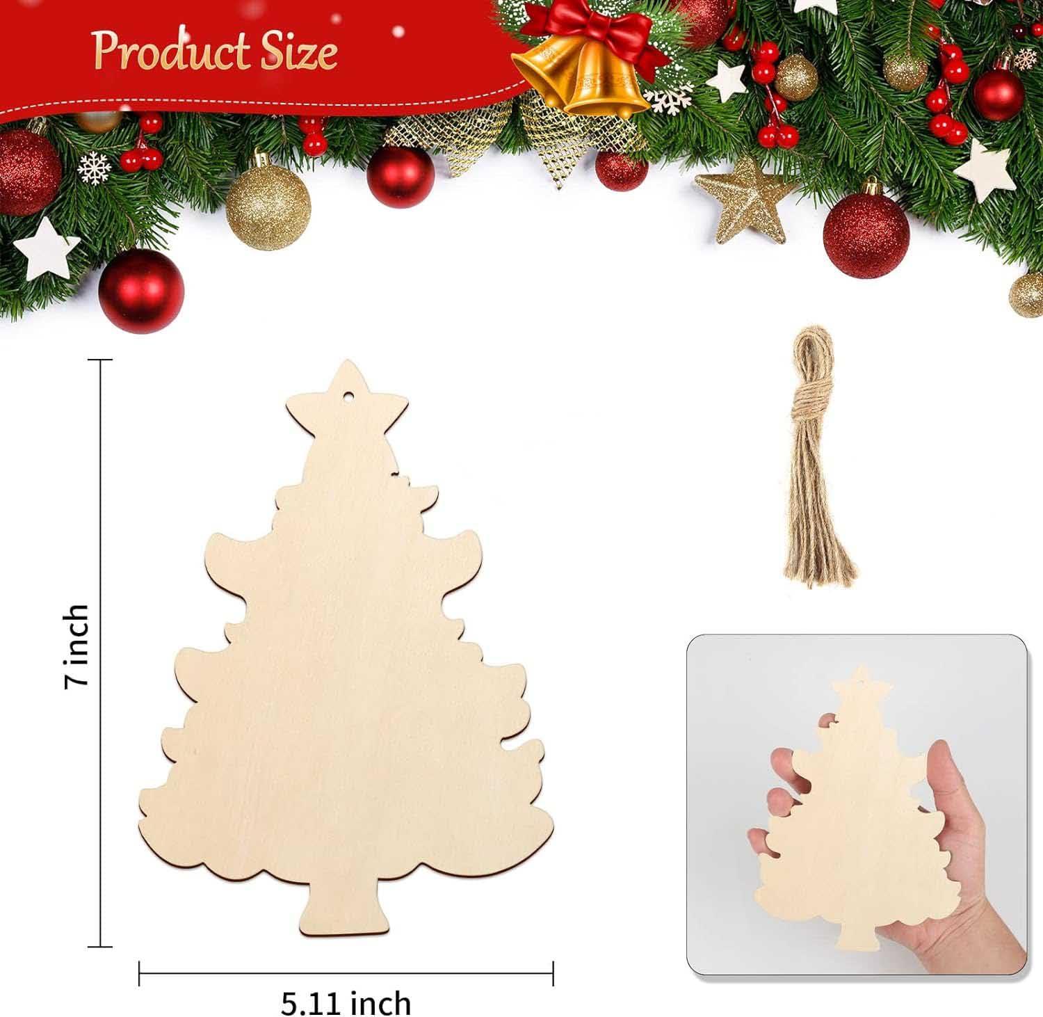 Curious Button 5 Pieces Unfinished Wooden Tree New Style Hanging Ornament for DIY Home Decoration, MDF Cutouts, Perfect Wooden Cutouts for Home Decor, Charming Wooden Hanging Ornaments (7x5.11IN) - Haoser