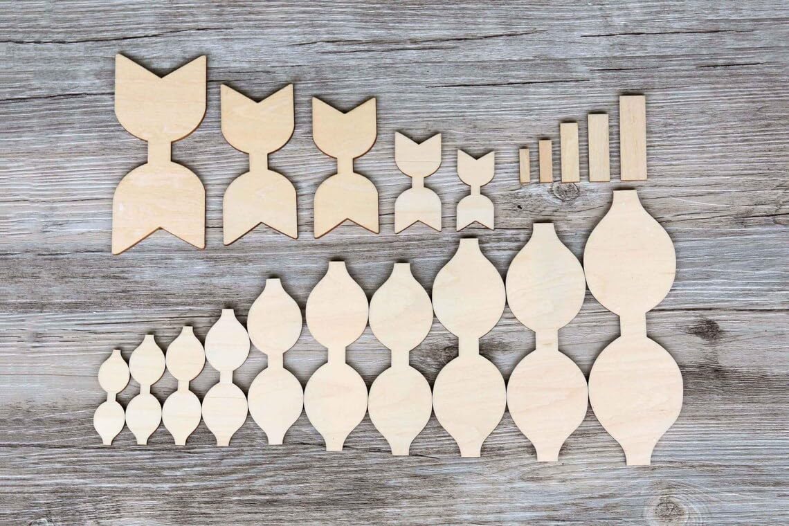 4 Pcs Wooden Bow Template Cutouts for Crafting – Hair Bow Making Tool, Wood Tracing Template Set, DIY Craft Supplies for Kids & Adults – 4 Sizes (4", 3", 2", 1")