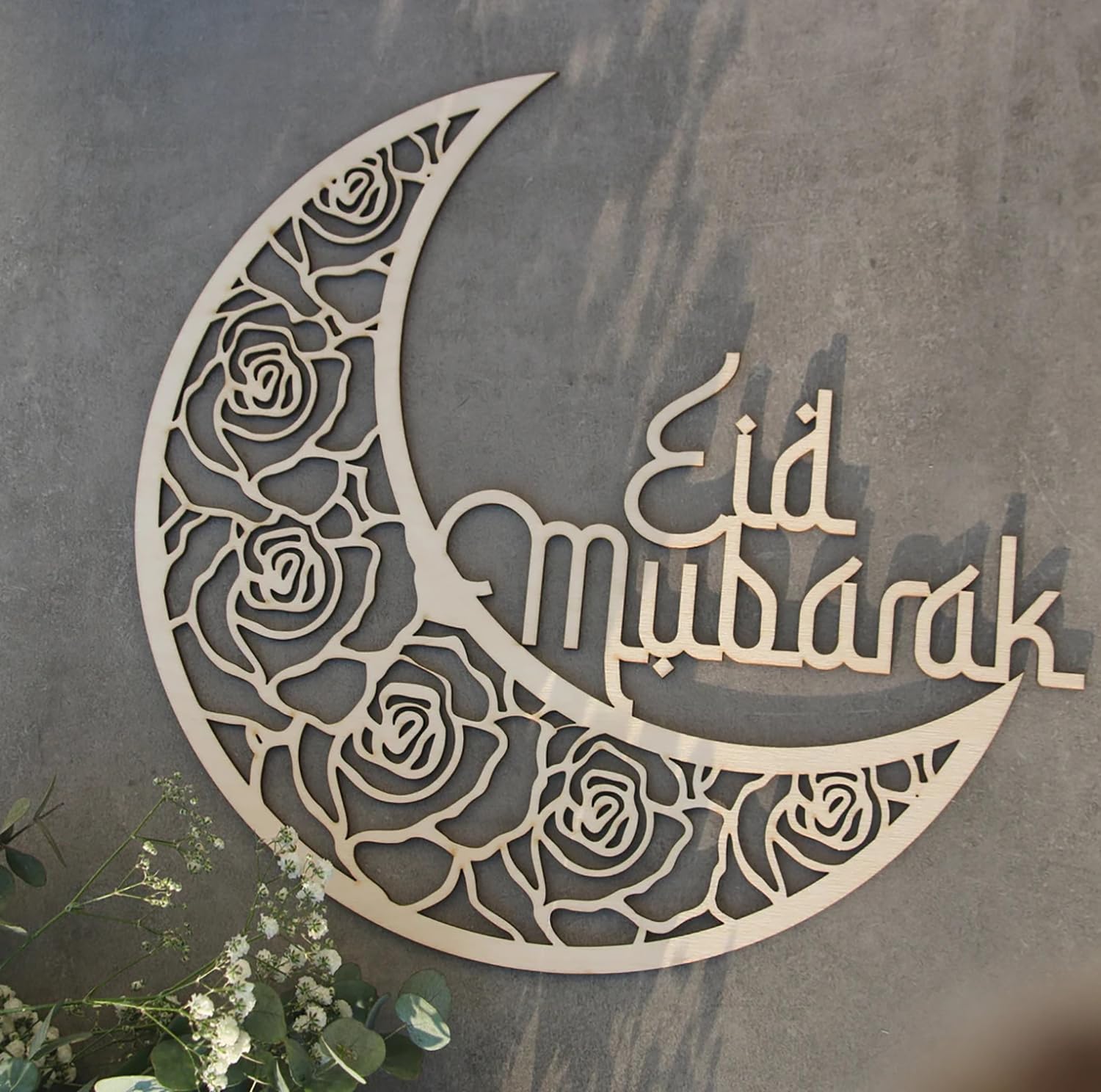 Curious Button Set of 1 EID Mubarak Moon Ramadan Moon Ramadan Mubarak Sign Ramadan Kareem Blessed Ramadan Islamic Gift Islamic Wooden Sign Islamic Sign Ramadan Gift