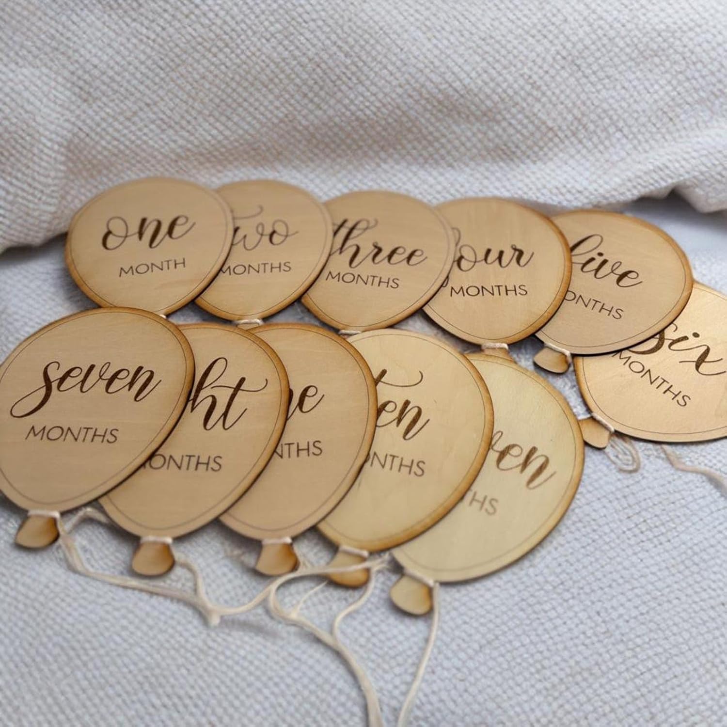 Wooden Baby Monthly Milestone Markers Balloon Shape | Newborn Photo Props