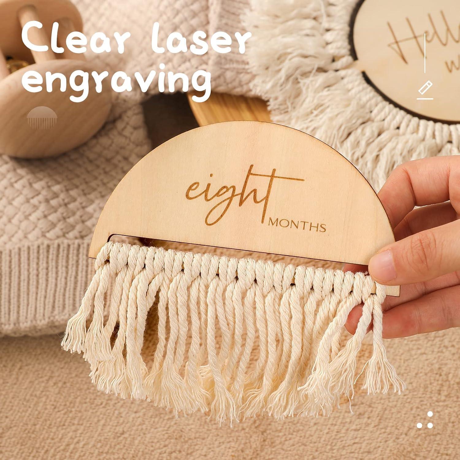 Haoser Boho 13Pcs Baby Photo Shoot Props Milestone Cards with Tassel