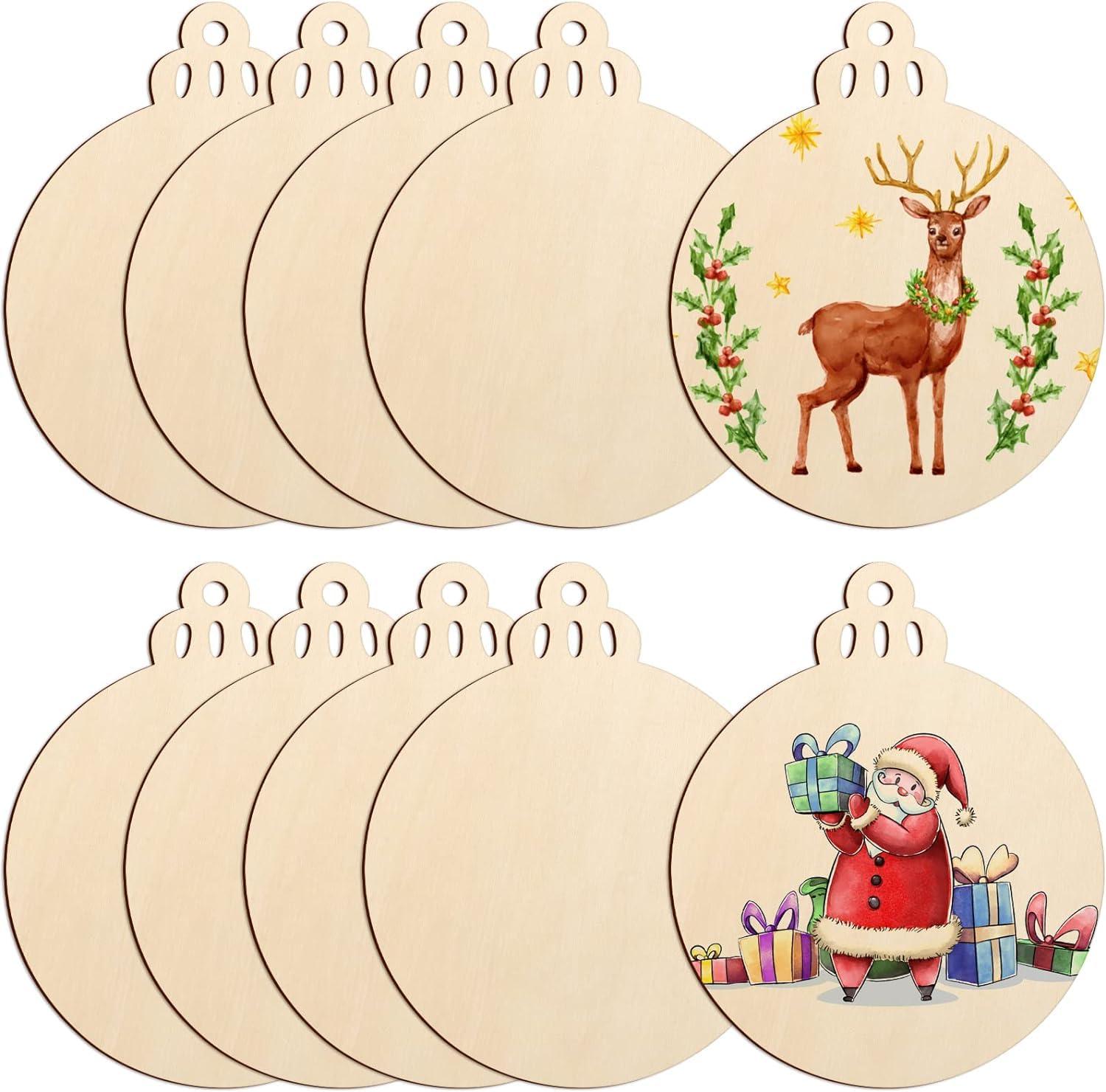 Curious Button 5 Pieces Unfinished Wooden 1Bell Style Hanging Ornament for DIY Home Decoration, MDF Cutouts, Perfect Wooden Cutouts for Home Decor, Charming Wooden Hanging Ornaments (7.1x5.8IN) - Haoser