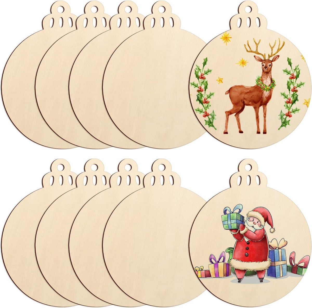 Curious Button 5 Pieces Unfinished Wooden 1Bell Style Hanging Ornament for DIY Home Decoration, MDF Cutouts, Perfect Wooden Cutouts for Home Decor, Charming Wooden Hanging Ornaments (7.1x5.8IN) - Haoser