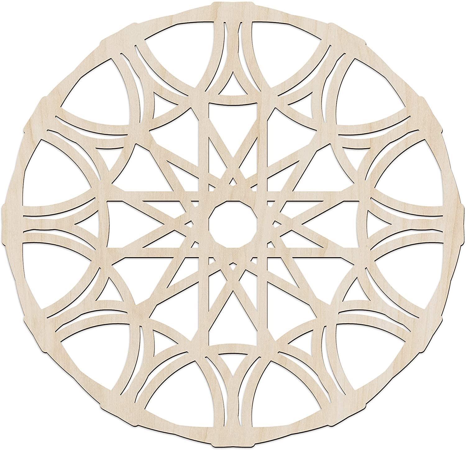 Haoser Mandala Wooden Wall Art, Whirl Look Lattice Abstarct Geometric, Birch Wood Plywood Rustic Wall Art Accent for Hallway Bedroom Living Room Cafes and Offices (Mandala Design-15_30CM) - Haoser