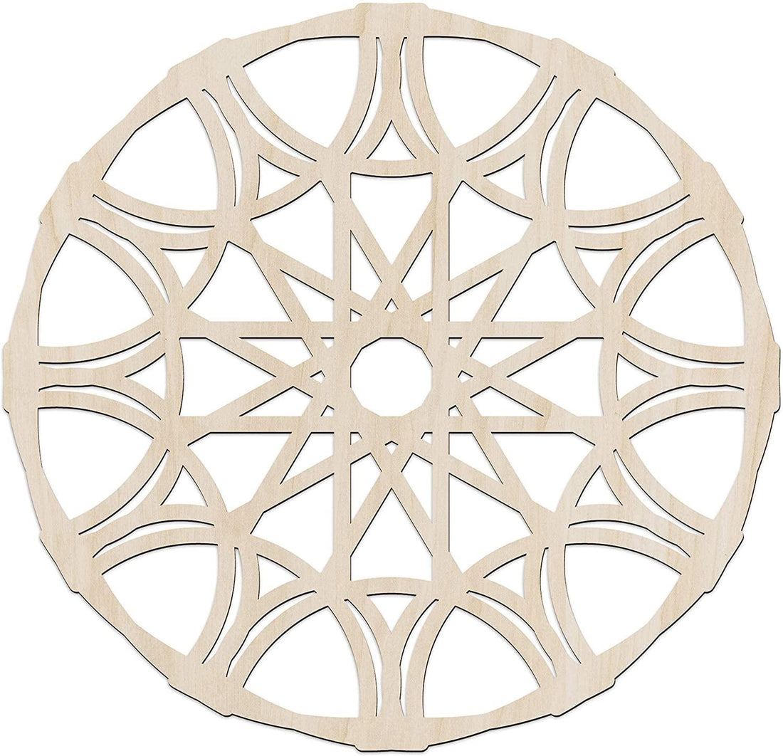 Haoser Mandala Wooden Wall Art, Whirl Look Lattice Abstarct Geometric, Birch Wood Plywood Rustic Wall Art Accent for Hallway Bedroom Living Room Cafes and Offices (Mandala Design-15_30CM) - Haoser