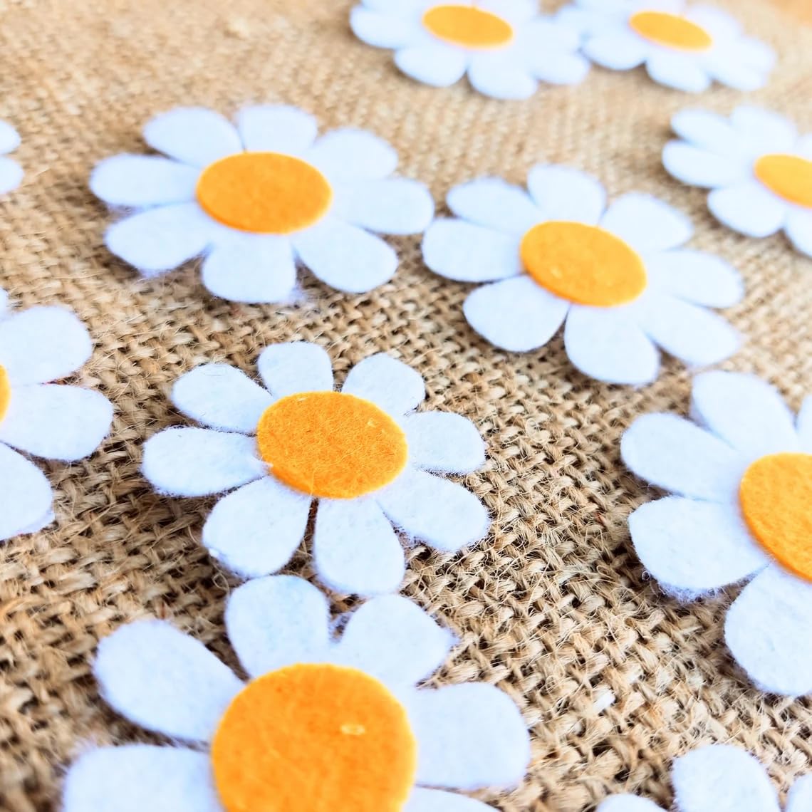 Pack of 25 Felt Daisy Embellishments – Die Cut Flowers for Scrapbooking