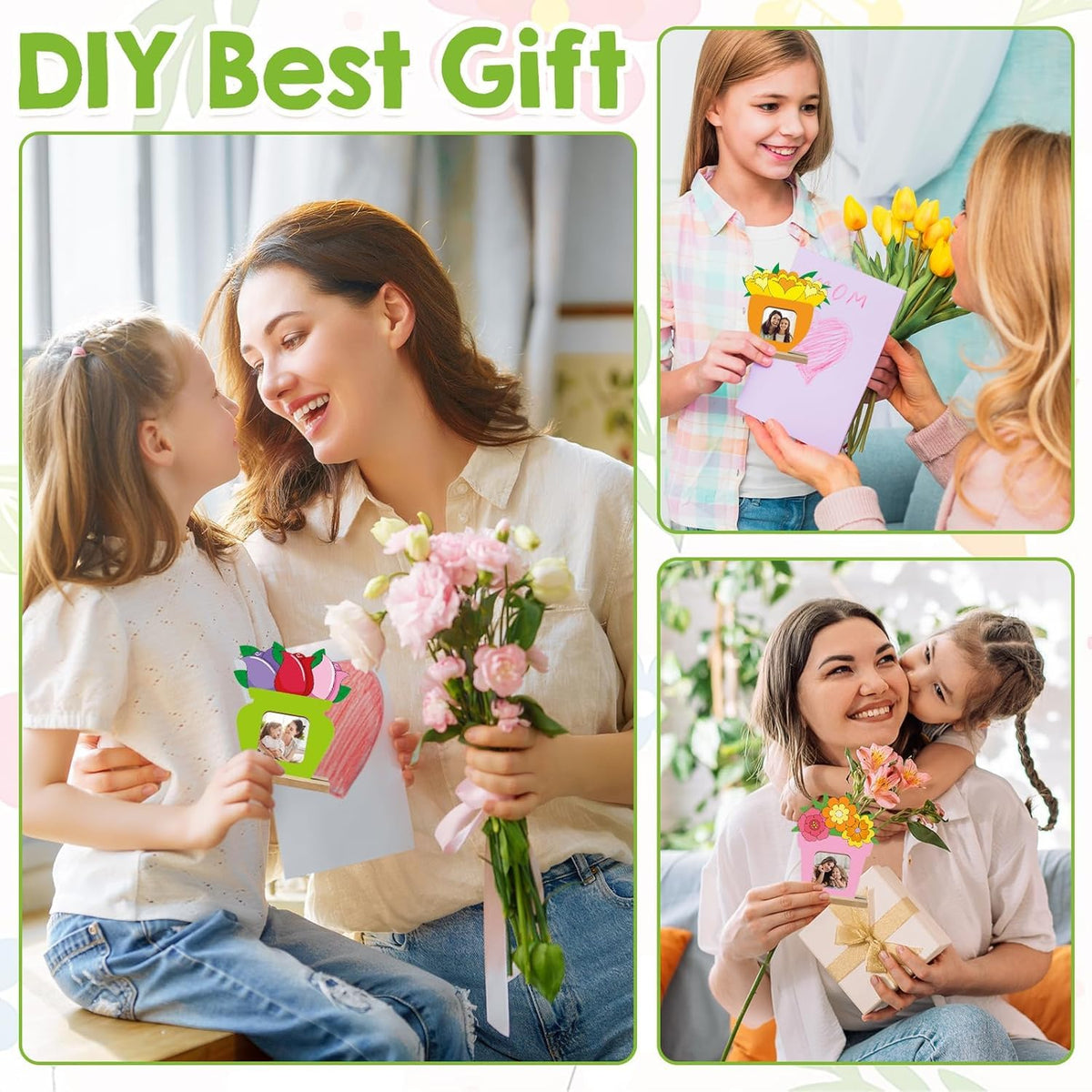8 Pcs Flower Spring Wood Crafts to Paint, Wooden Flowers Picture Frame for Craft, Unfinished Spring Picture Frame Craft