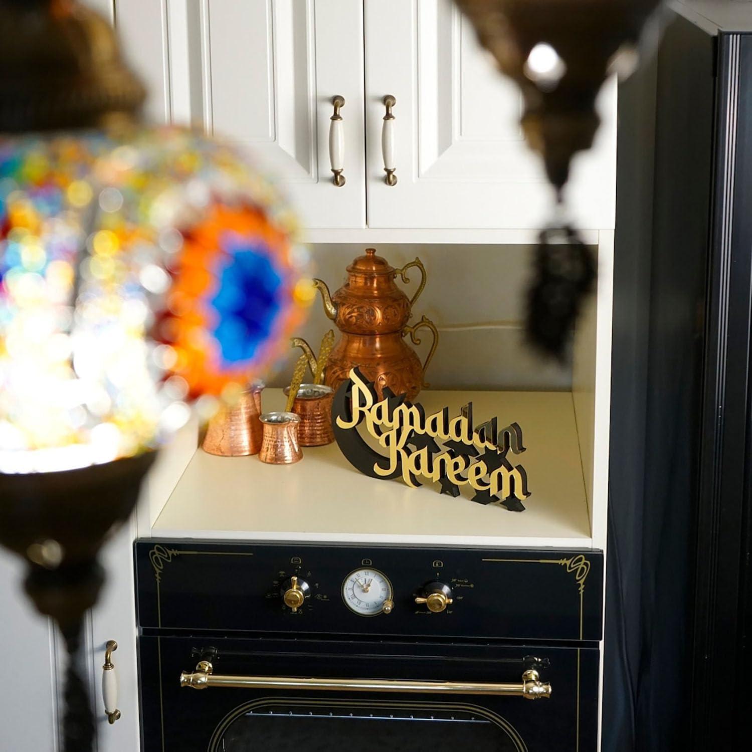 Haoser Beautiful Design Ramadan Kareem Tabletop Centerpiece, Ramadan Decoration, Muslim Home Art, Eid Gift, Arabic Calligraphy, Ramadan Mubarak Traditional Charm and Grace - Haoser