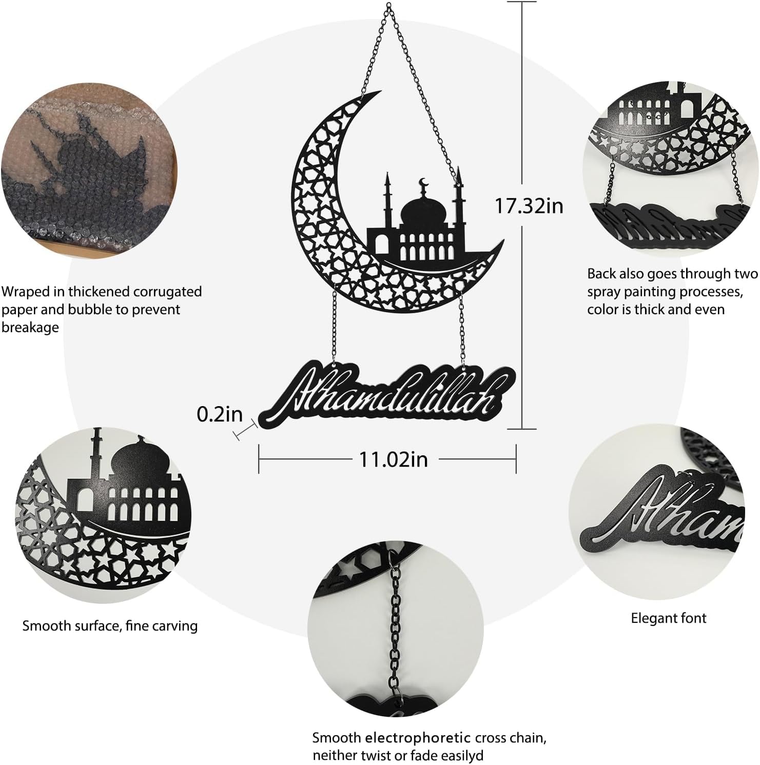 Haoser 2025 Alhamdulillah Islamic Wall Art Home Decorations Hanging Ornaments for Bedroom Living Room Outdoor Yard, Wood Muslim Prayer Sign for Ramadan Eid Mubarak Gift,ramadan decoration items