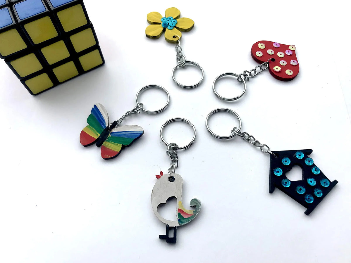 The Brown Box MDF Cut-Out Key Chain Making Kit for Kids,Art and Craft for Kids Ages 4-6, 6-8, 8-12,Hobby kit,Gifts for Boys and Girls, DIY Activity Kit,Birthday Return Gift. - Haoser