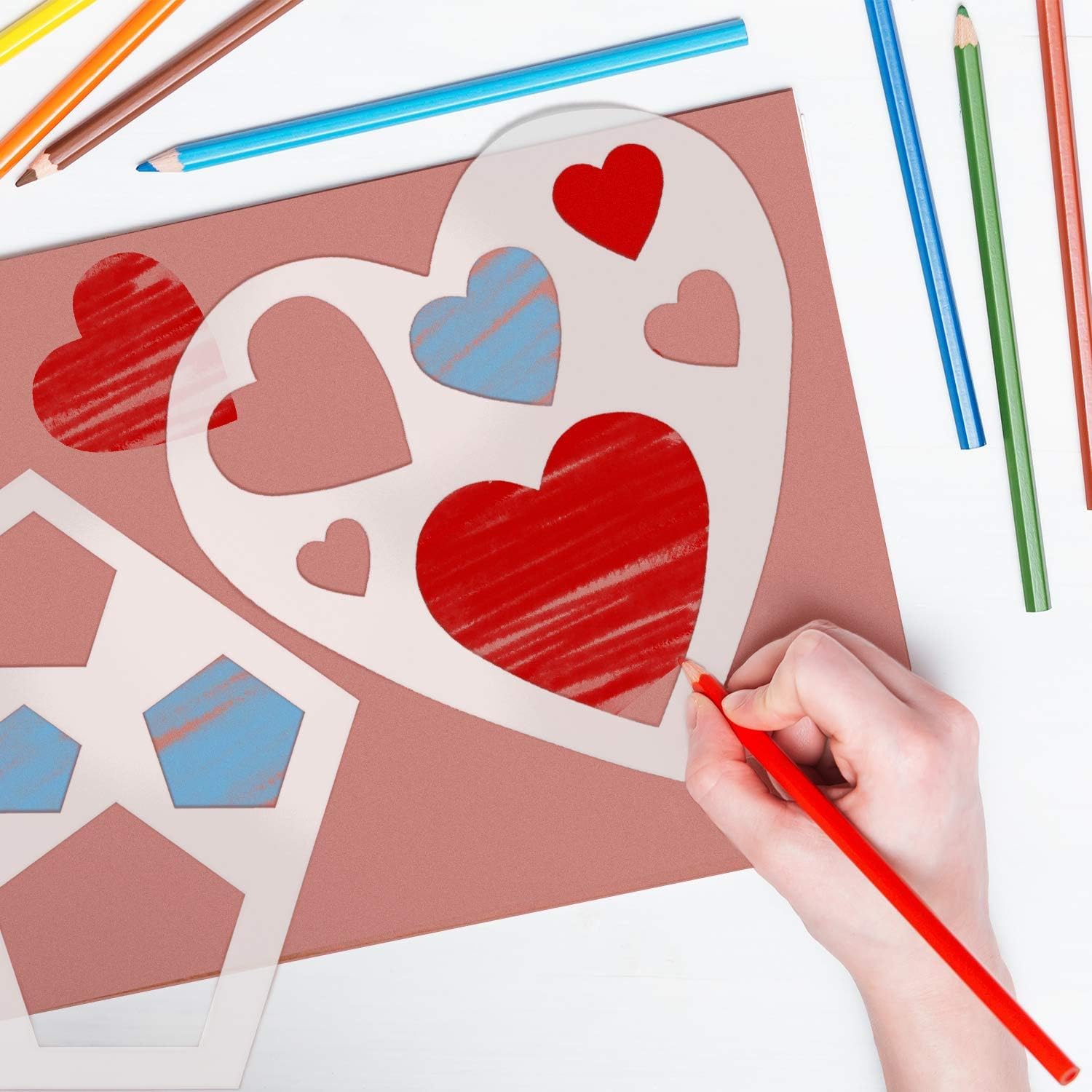 12 Pcs Shape Stencils Set – 9 Inch Chalk Stencils for Kids