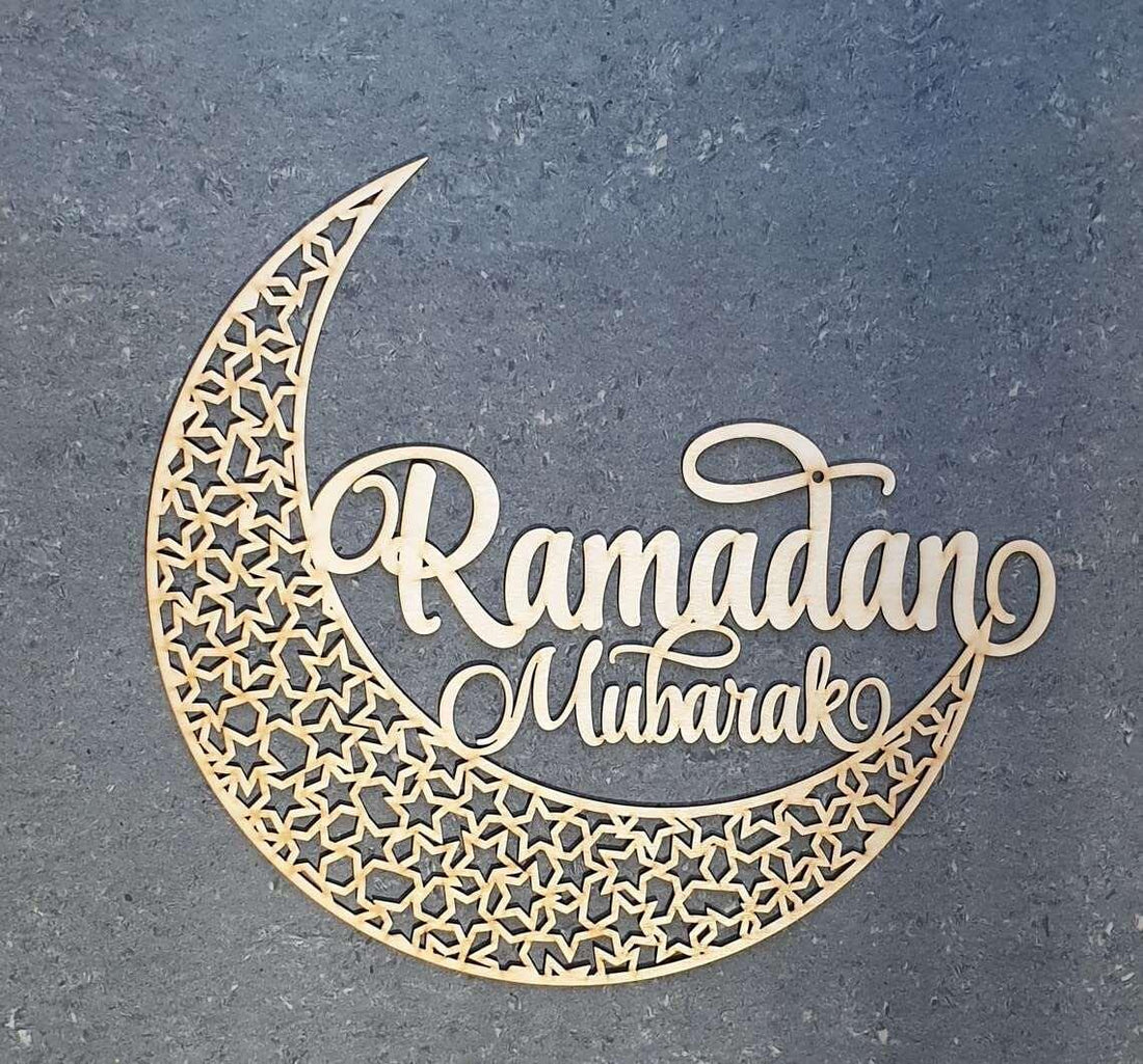 Haoser eid Mubarak Hanging Decorations,Ramadan Decorations for Home,Wooden Pendant Ornament Ramadan Kareem Hollow Decoration - Haoser