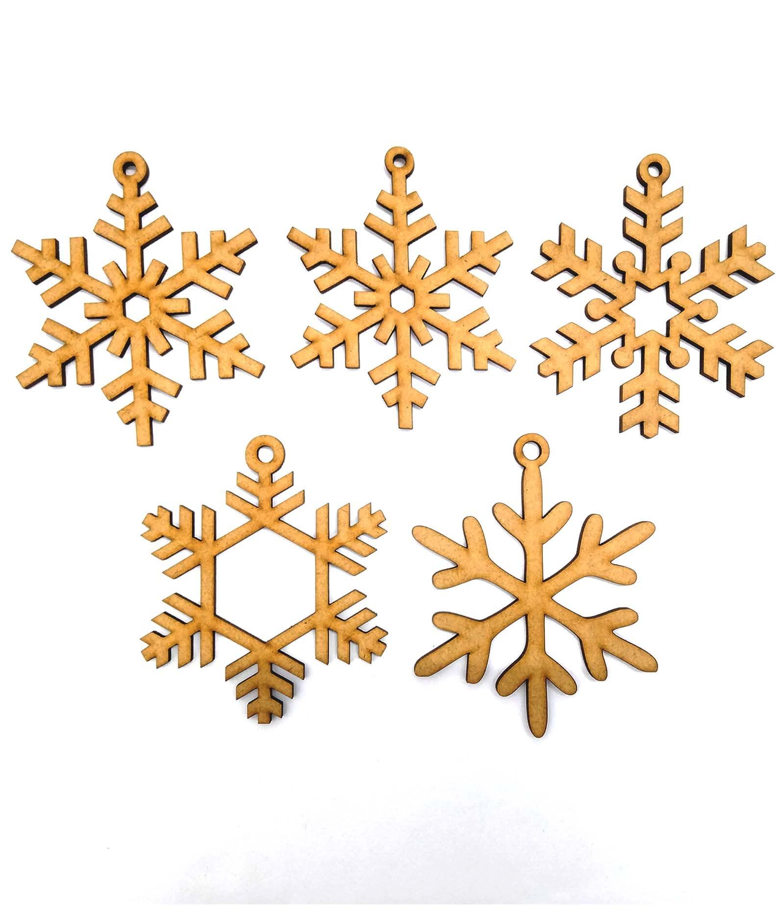Haoser Wooden Christmas Tree Ornaments Cutout for Christmas Decoration Hanger Pack of 5, Wooden Christmas Decorations for Home - Haoser