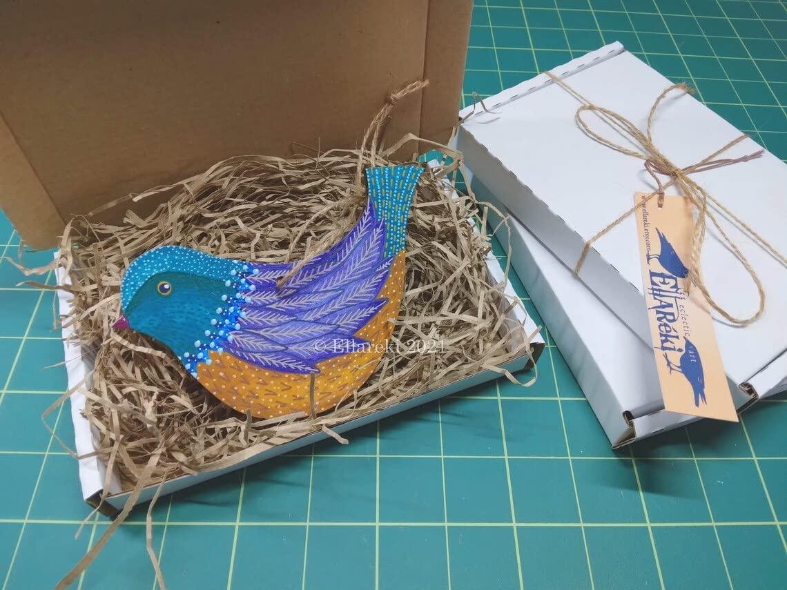 Haoser Birds Cutouts Shaped Wood DIY Craft Cutout Hanging Ornaments with Hole Hemp Ropes Gift Tag for Wedding Birthday Christmas Decoration (3.8x2.4 in, 15 Pcs) - Haoser