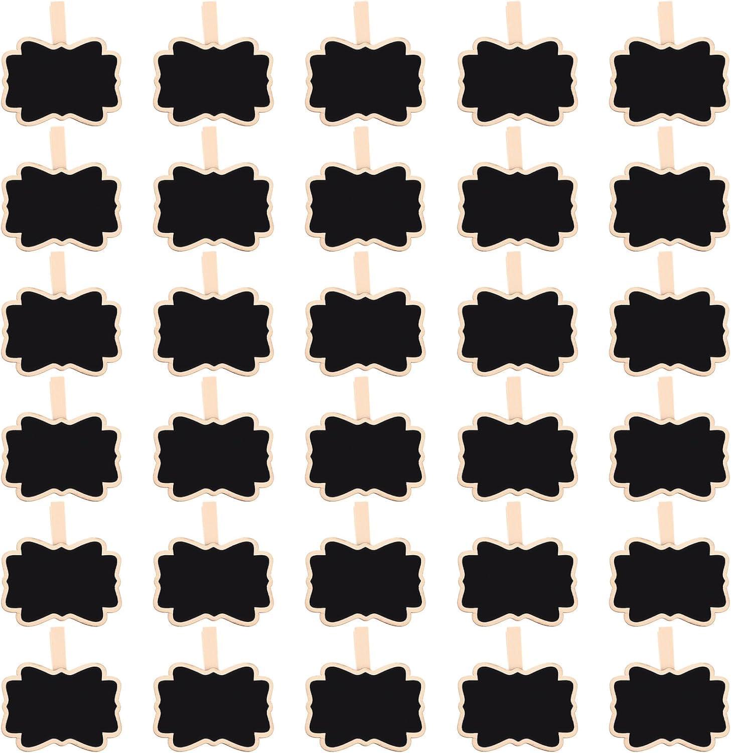 Haoser 12 Mini Retangle Chalkboard Blackboard with Wooden Clip Message Board Signs and Labels Clips - Haoser