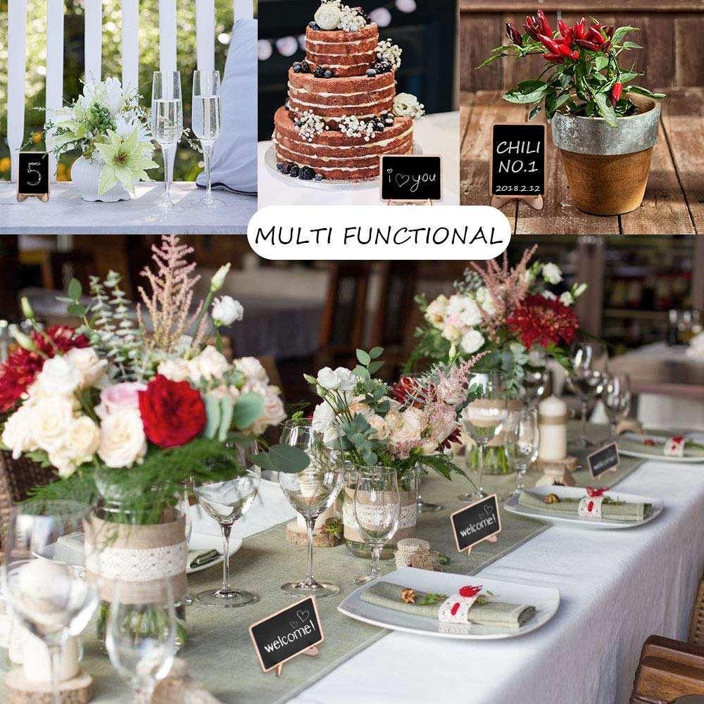 Haoser Chalkboard Labels Mini Chalkboards Signs, 20 Pack Small Chalkboards Blackboard with Easel Stand for Weddings, Birthday Parties, Message Board Signs and Event Decorations - Haoser