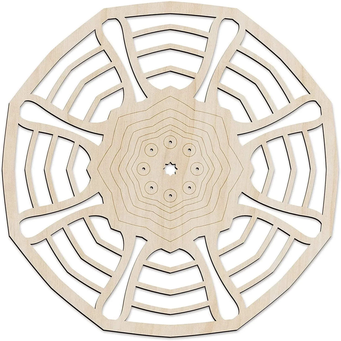Haoser Mandala Wooden Wall Art, Traditional Star Ornament Polygonal Details, Birch Wood Plywood Rustic Wall Art Accent for Hallway Bedroom Living Room Cafes and Offices (Mandala Design-3_30CM) - Haoser