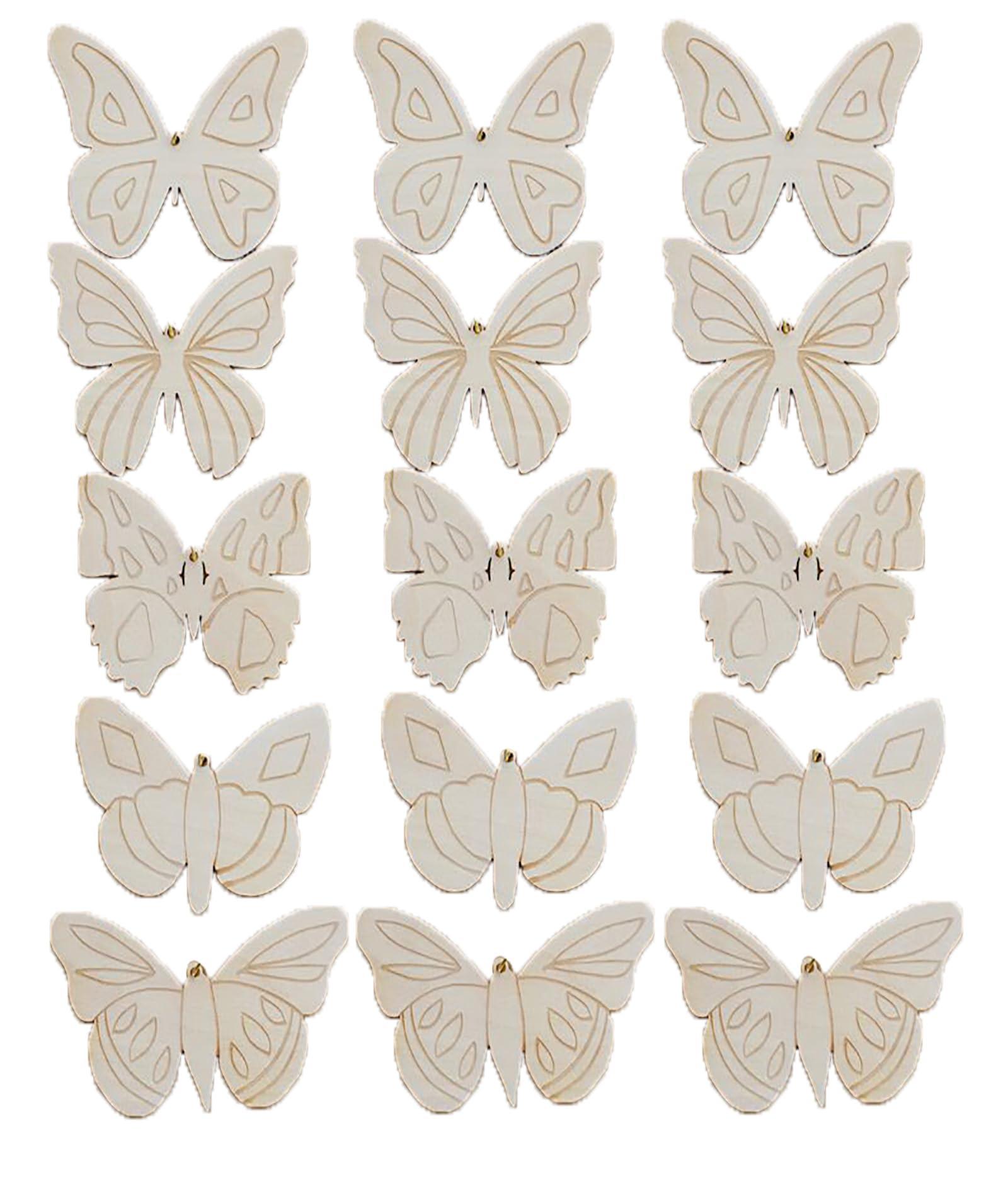 Haoser 20?Pieces?Butterfly?Unfinished?Wooden?Butterfly|Unfinished?Wooden?Butterfly|Butterfly Cutouts for Decoration - Haoser