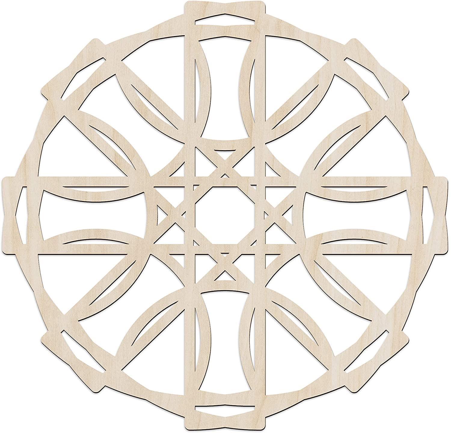 Haoser Mandala Wooden Wall Art, Whirl Look Lattice Abstarct Geometric, Birch Wood Plywood Rustic Wall Art Accent for Hallway Bedroom Living Room Cafes and Offices (Mandala Design-24_30CM) - Haoser