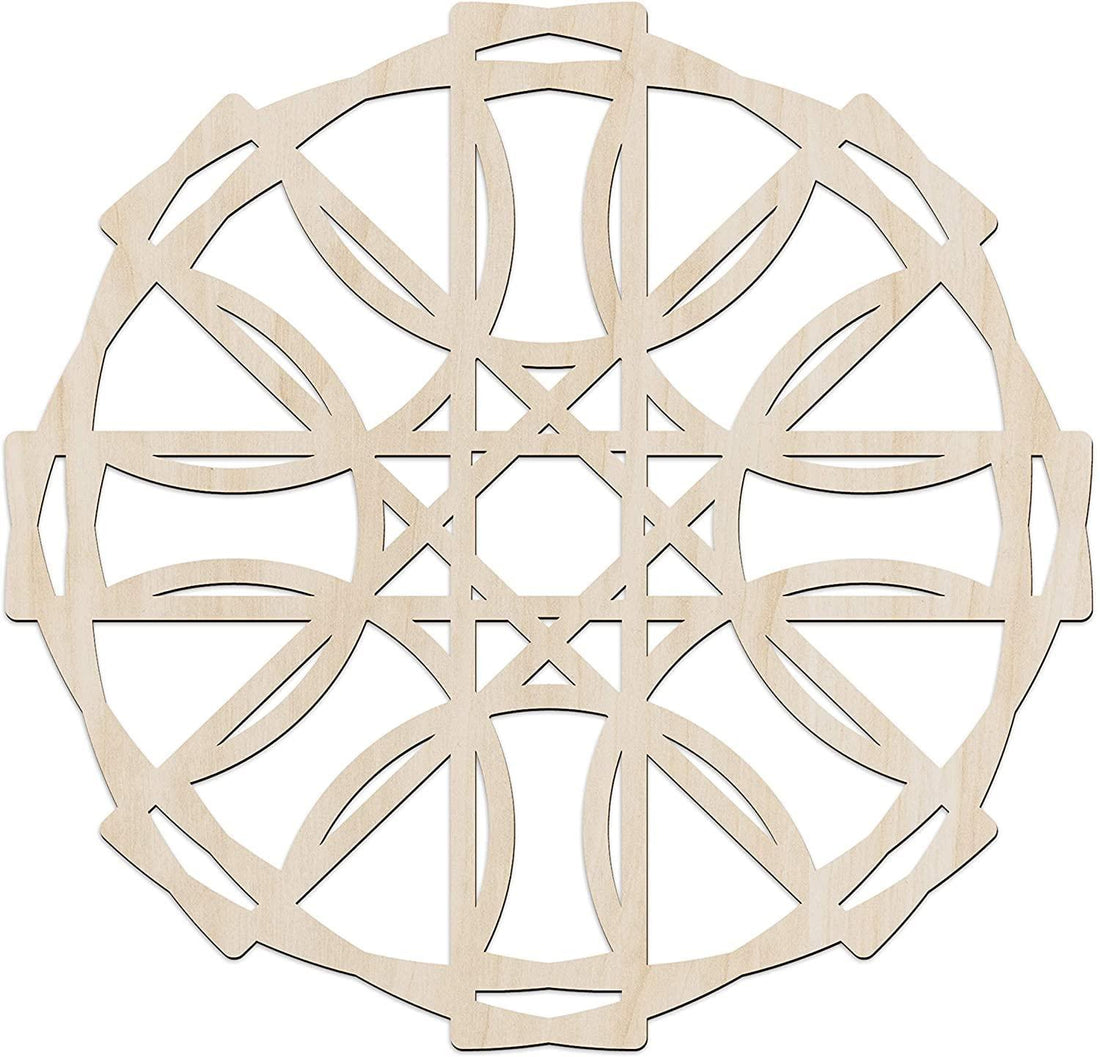 Haoser Mandala Wooden Wall Art, Whirl Look Lattice Abstarct Geometric, Birch Wood Plywood Rustic Wall Art Accent for Hallway Bedroom Living Room Cafes and Offices (Mandala Design-24_30CM) - Haoser