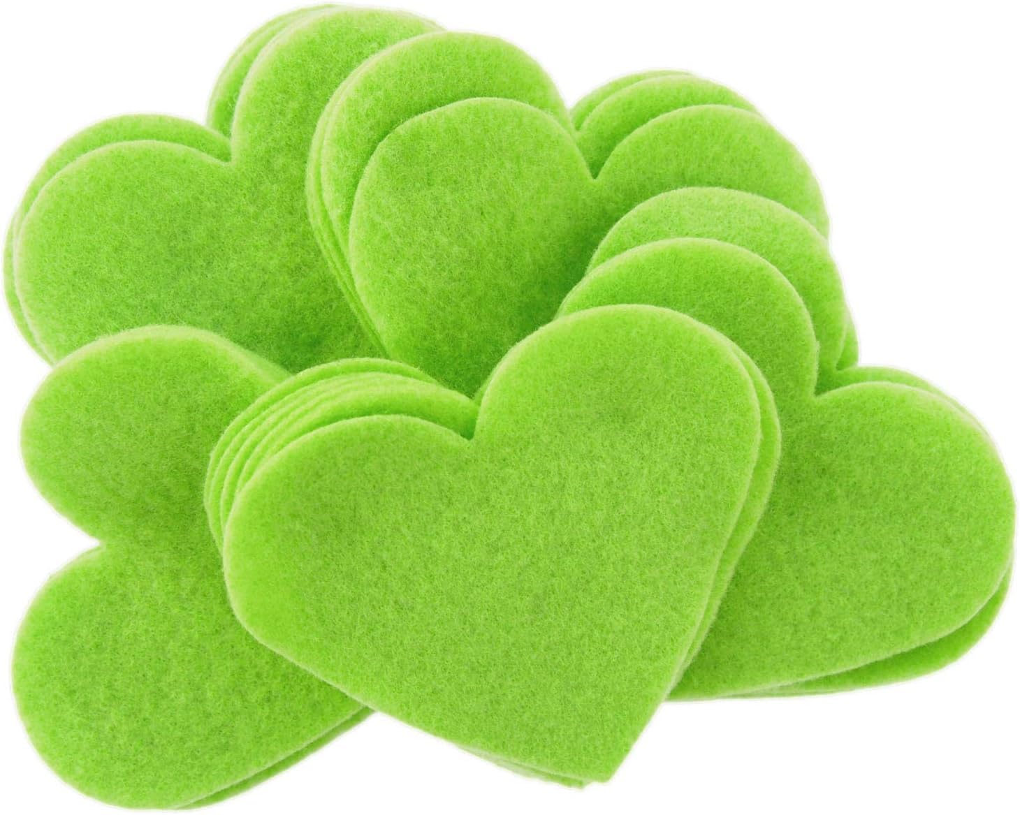 24 Pcs Felt Heart Shapes – Light Green 3 Inch Soft Felt Hearts