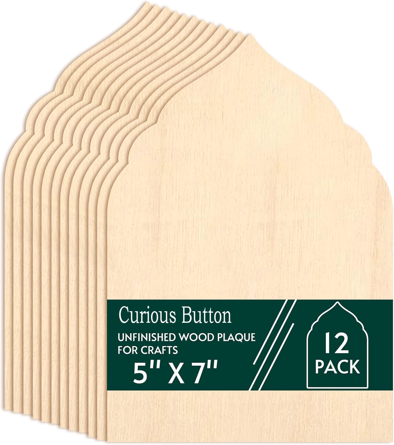 12 Pack Gothic Arch Wood Plaques – MDF Shield Plaques | Unfinished Wood Gothic Arch MDF Cutouts