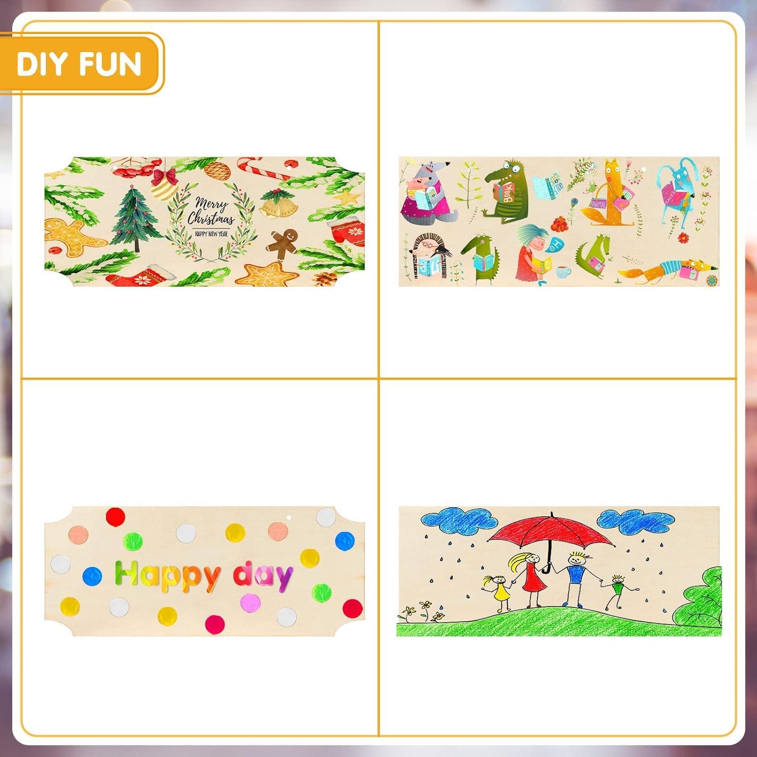 Haoser 15 Pcs Unfinished Wood Sign Blank Wood Blanks Wooden Plaque for Craft Oval Hanging Wood Sign 9 x 6 in Rectangle Shaped Wood Plaque Wood Ornaments Wood Slices for DIY Painting Writing Decoration - Haoser