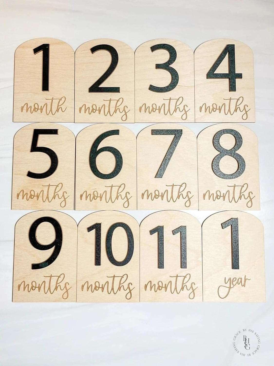 Hasoer Wooden Monthly Milestone Discs for Baby Photoshot| Monthly Milestone Marker | Baby Gift | Milestone Cards | Monthly Signs for Baby|Baby Shower Gift - Haoser