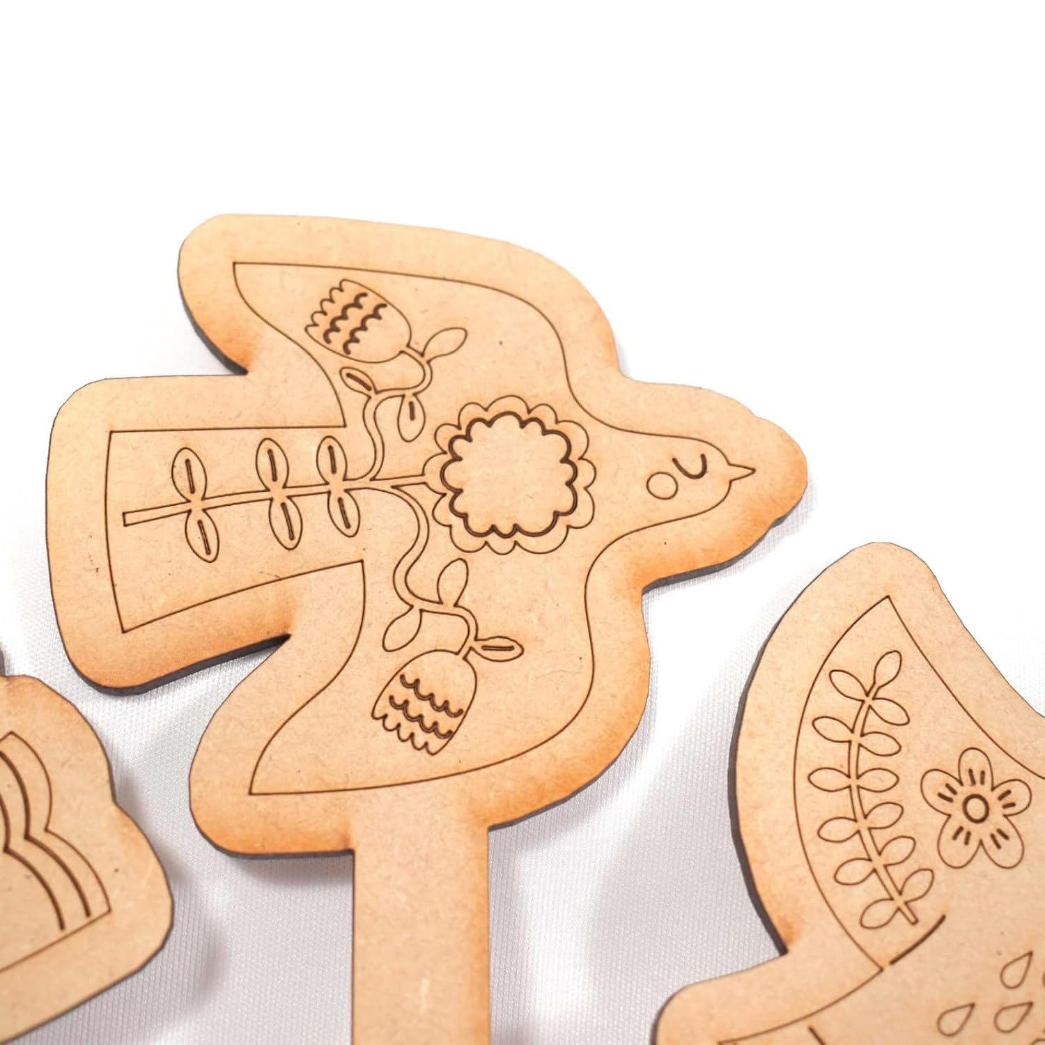 Set of 3 Bird Design MDF Wooden Plant Stake DIY Painting Kit